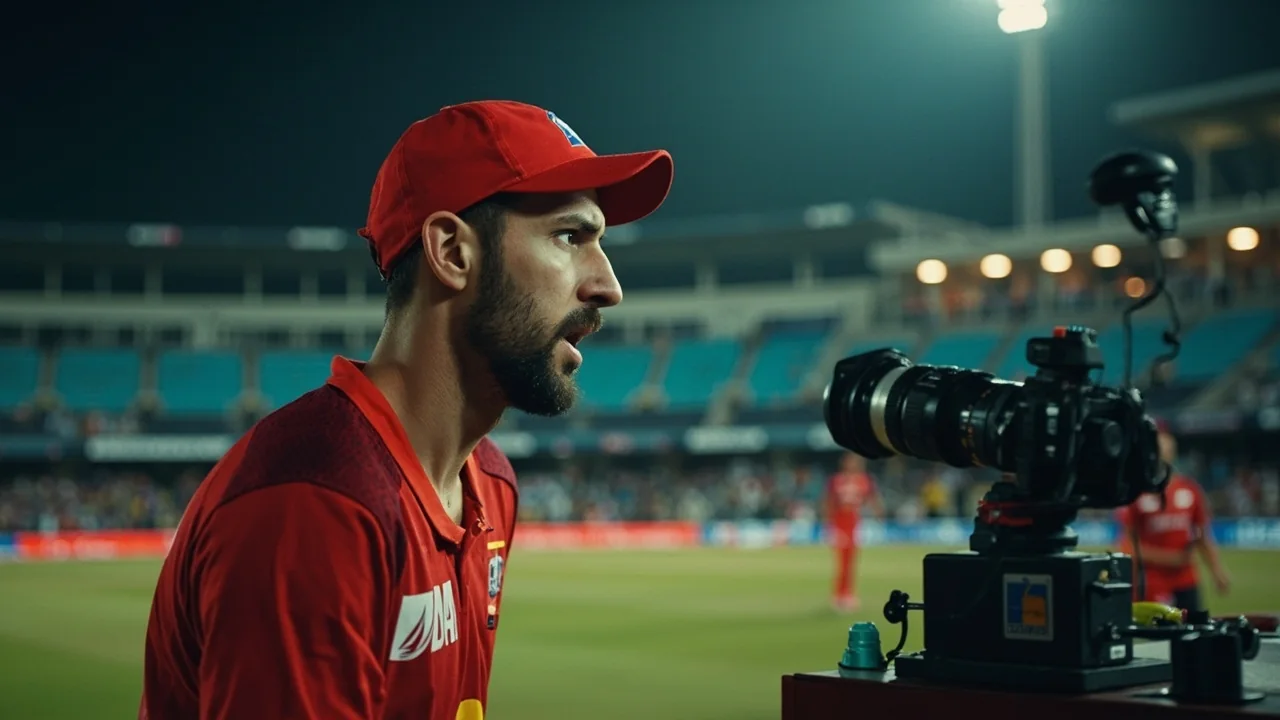 Medium context view of the MA Chidambaram Stadium pitch in Chennai under evening floodlights, with the stands starting to fill for the BBL season-opener